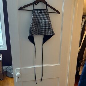 Adidas Black and White Checkered Crop Top